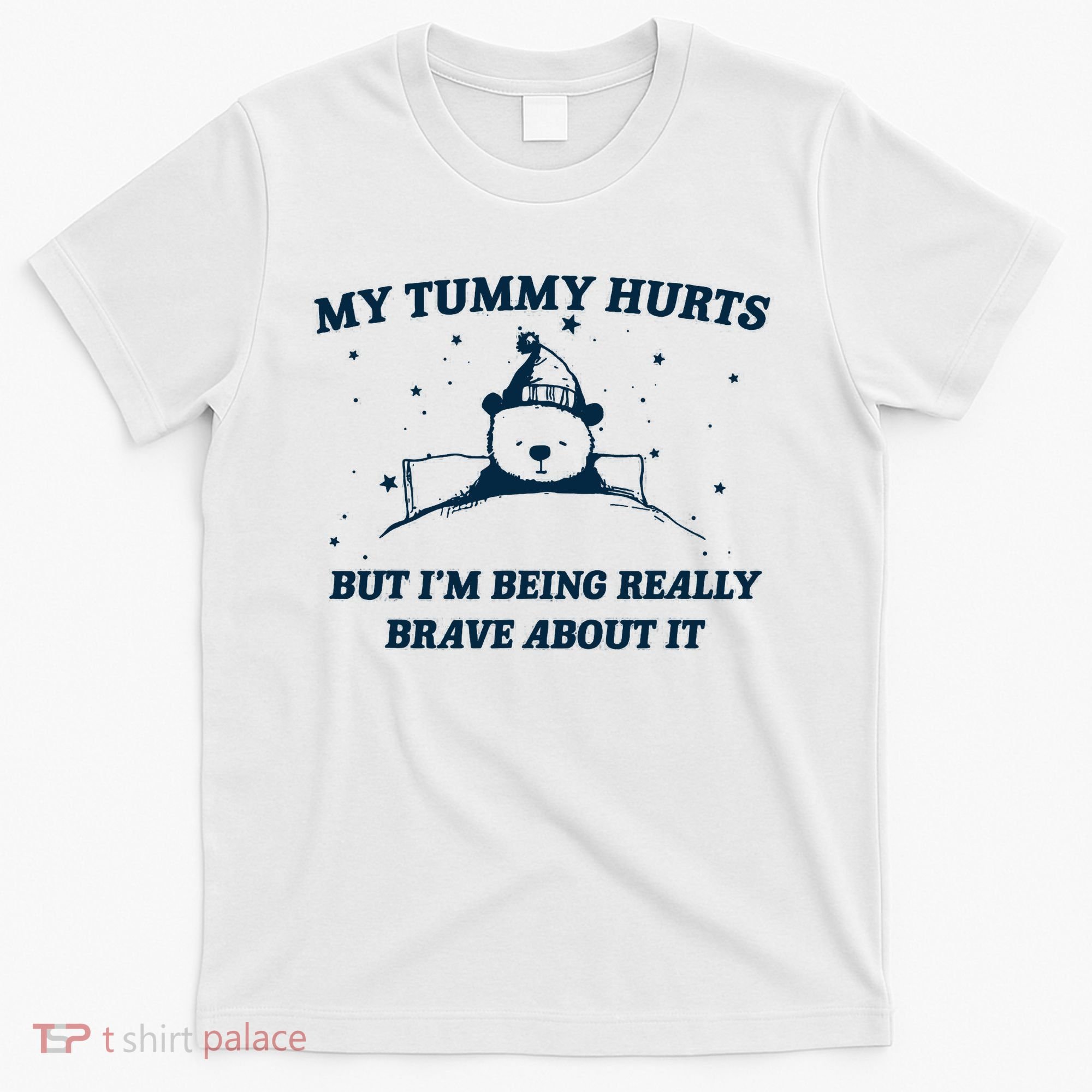 My Tummy Hurts Funny Bear Retro Cartoon Meme T-Shirt