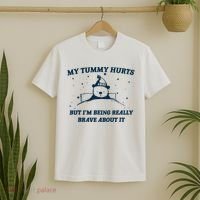 My Tummy Hurts Funny Bear Retro Cartoon Meme T-Shirt thumb 2