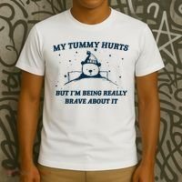 My Tummy Hurts Funny Bear Retro Cartoon Meme T-Shirt thumb 3