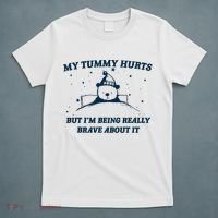 My Tummy Hurts Funny Bear Retro Cartoon Meme T-Shirt thumb 5