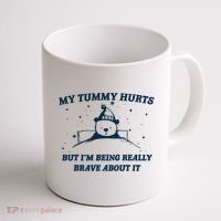 My Tummy Hurts Funny Bear Retro Cartoon Meme Coffee Mug thumb 1