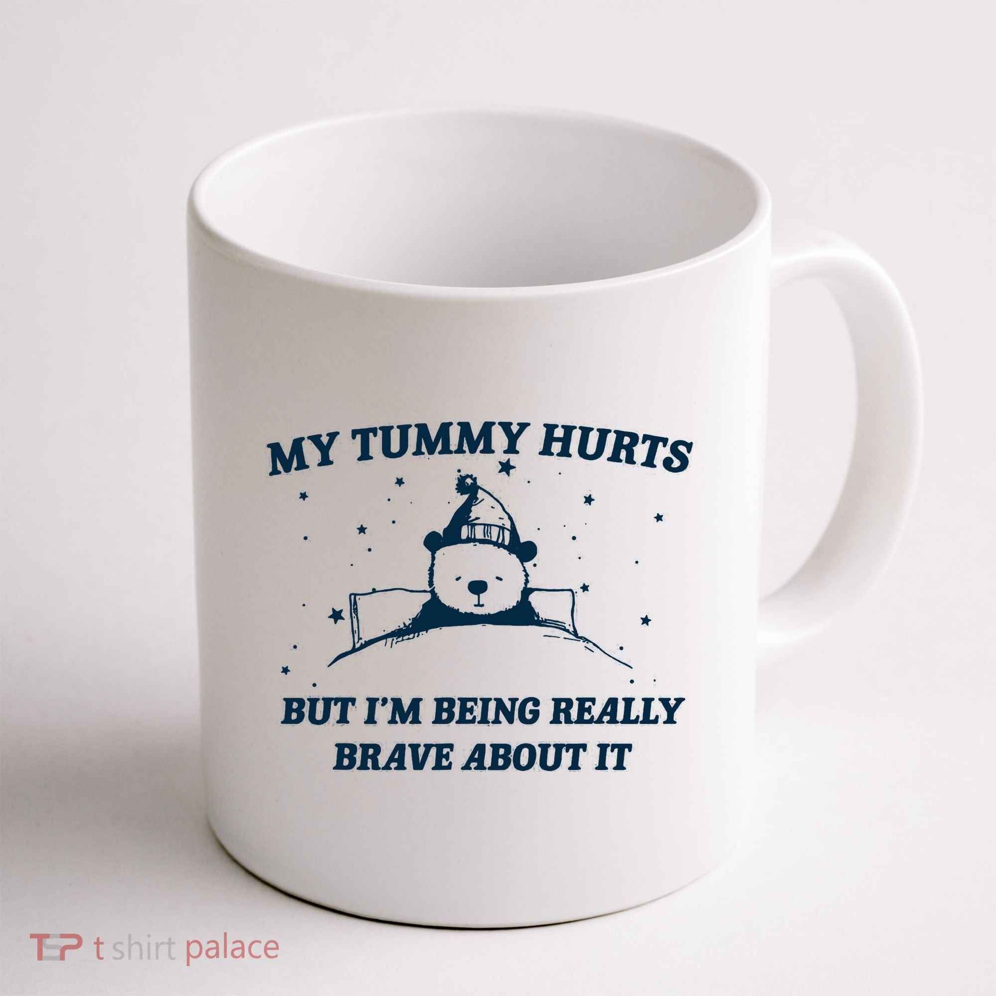 My Tummy Hurts Funny Bear Retro Cartoon Meme Coffee Mug
