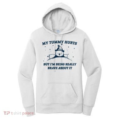 My Tummy Hurts Funny Bear Retro Cartoon Meme Women's Hoodie