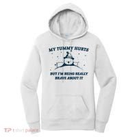 My Tummy Hurts Funny Bear Retro Cartoon Meme Women's Hoodie thumb 0