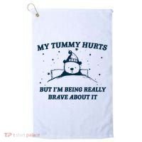 My Tummy Hurts Funny Bear Retro Cartoon Meme Golf Towel thumb 0