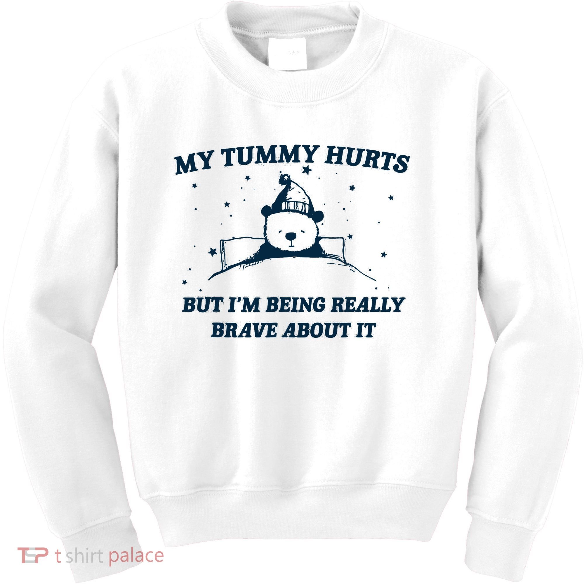 My Tummy Hurts Funny Bear Retro Cartoon Meme Kids Sweatshirt