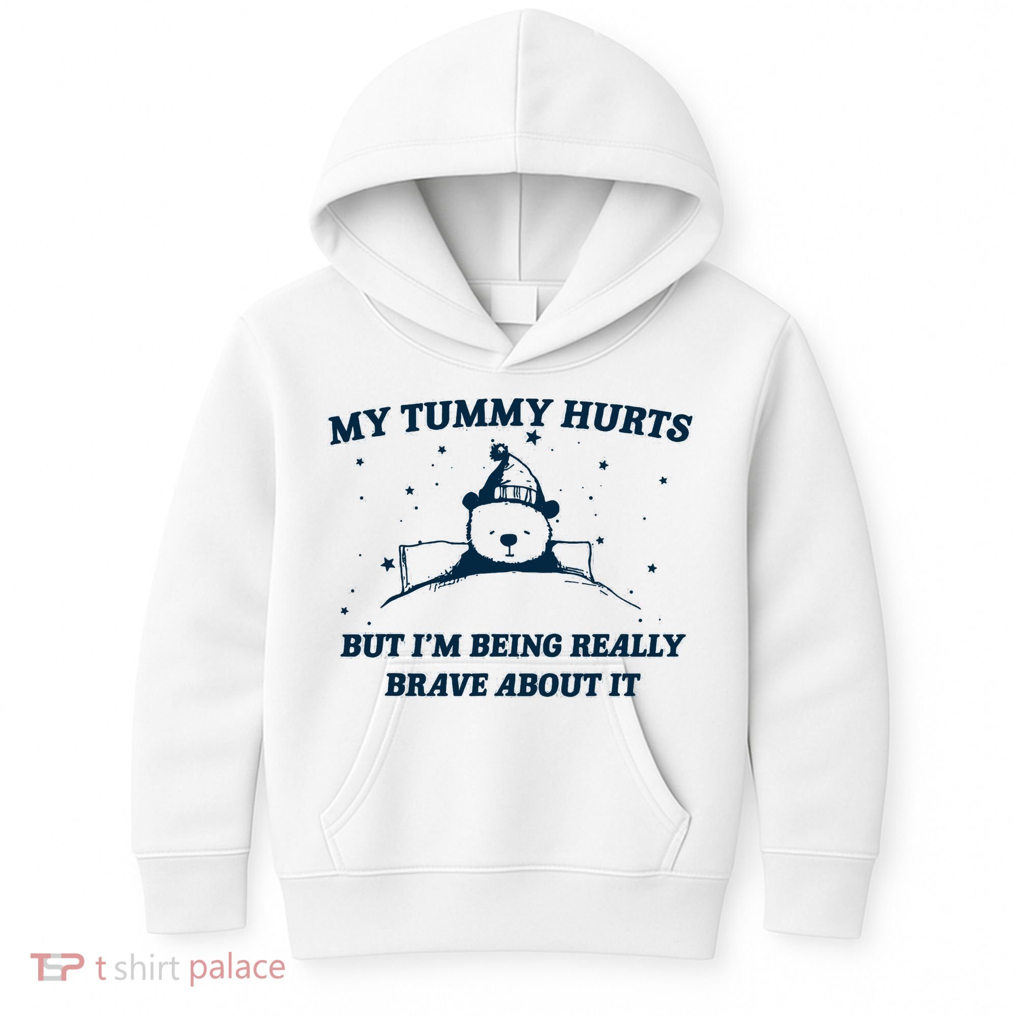 My Tummy Hurts Funny Bear Retro Cartoon Meme Kids Hoodie
