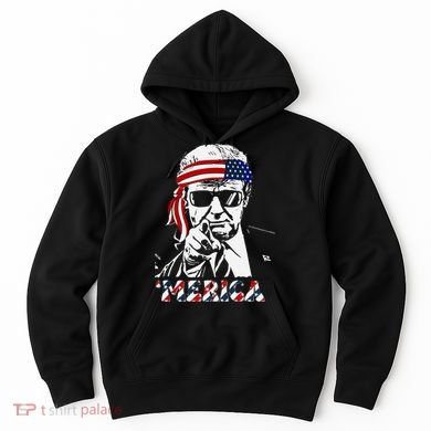Merica Trump Happy American Flag Hoodie