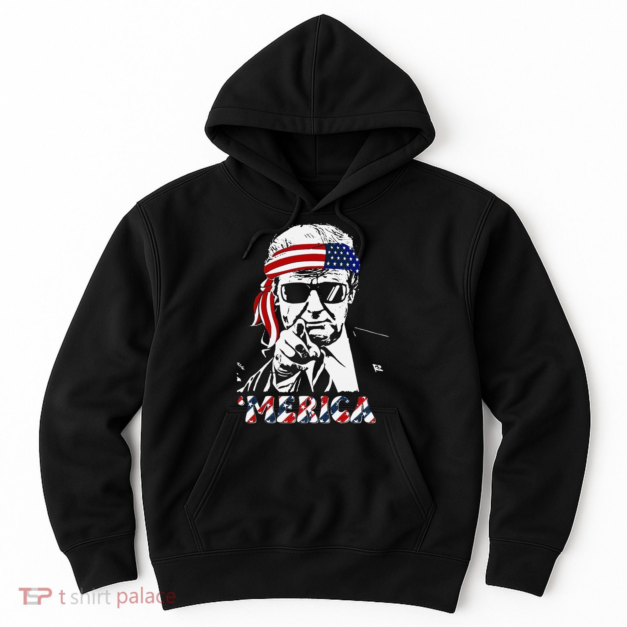 Merica Trump Happy American Flag Hoodie
