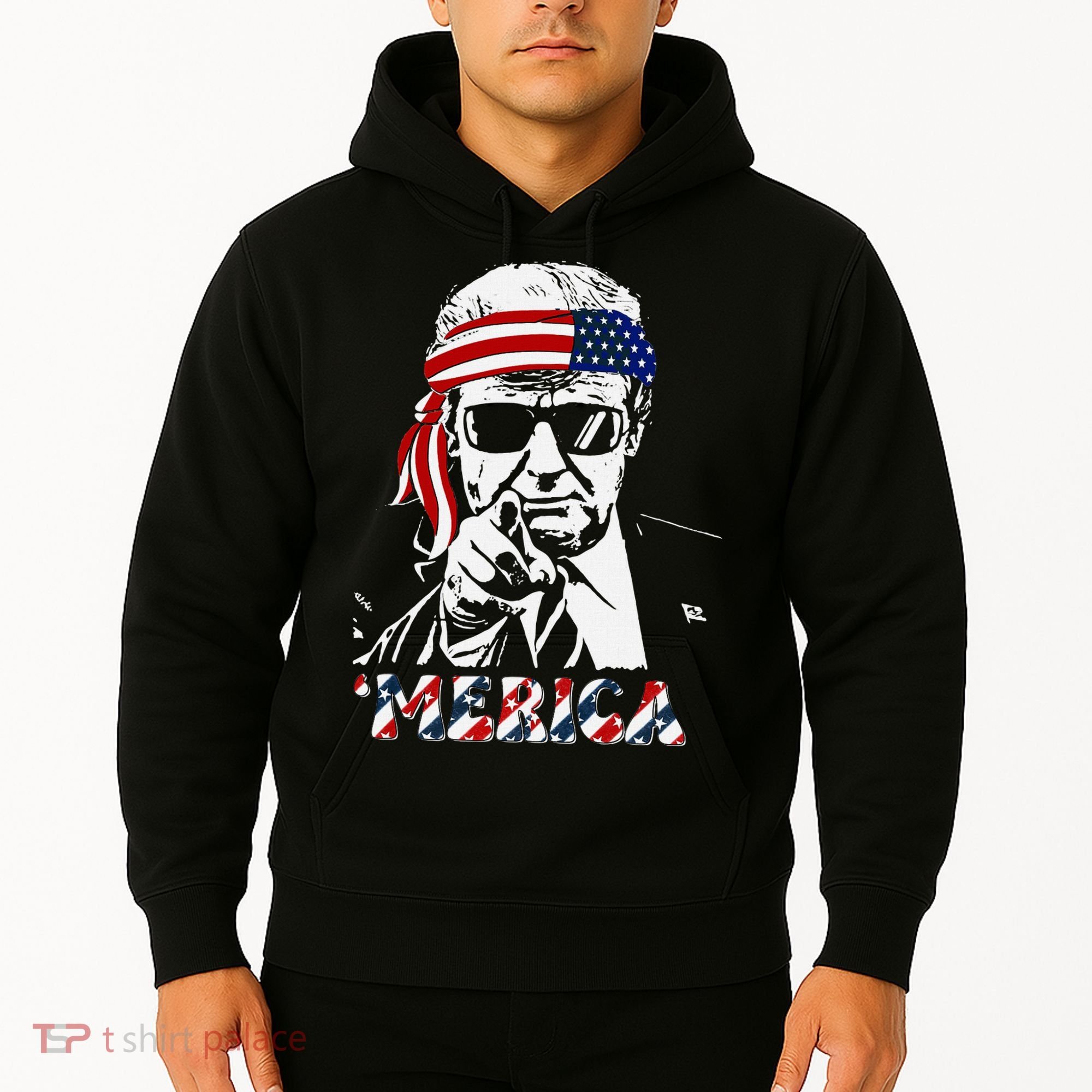 Merica Trump Happy American Flag Hoodie
