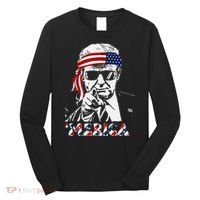Merica Trump Happy American Flag Long Sleeve Shirt thumb 0