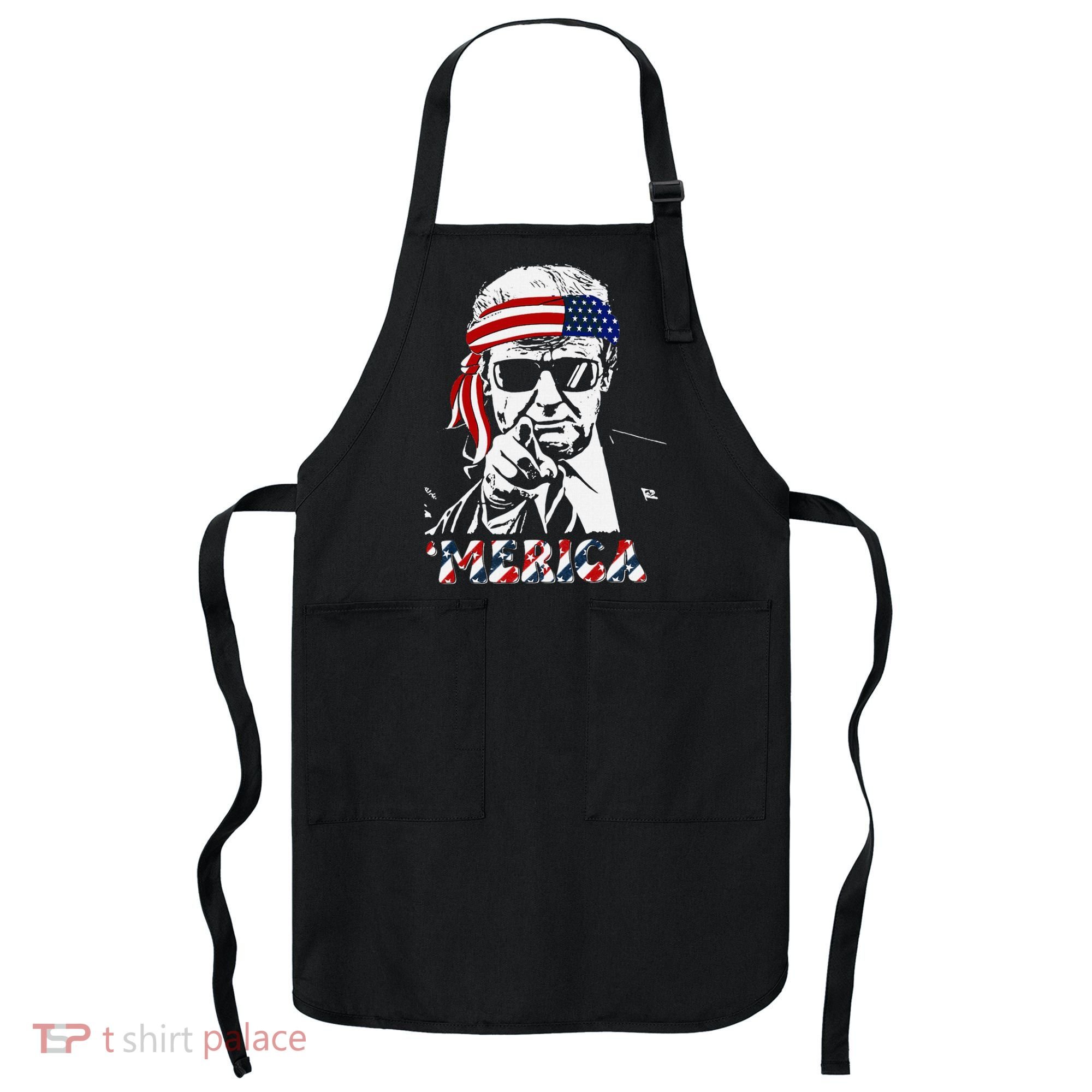 Merica Trump Happy American Flag Apron