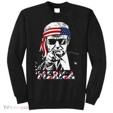 Merica Trump Happy American Flag Sweatshirt