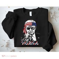 Merica Trump Happy American Flag Sweatshirt thumb 2