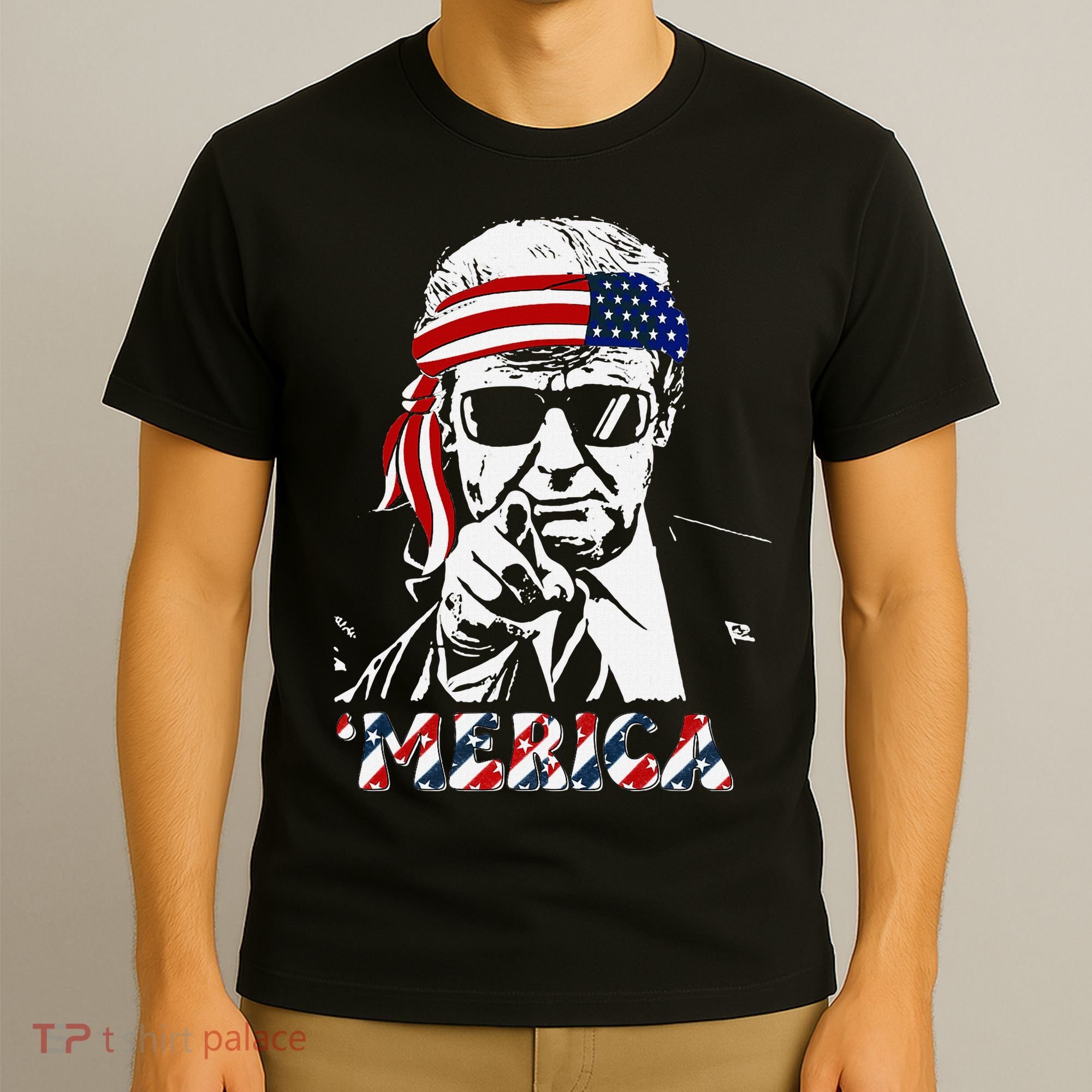 Merica Trump Happy American Flag T-Shirt