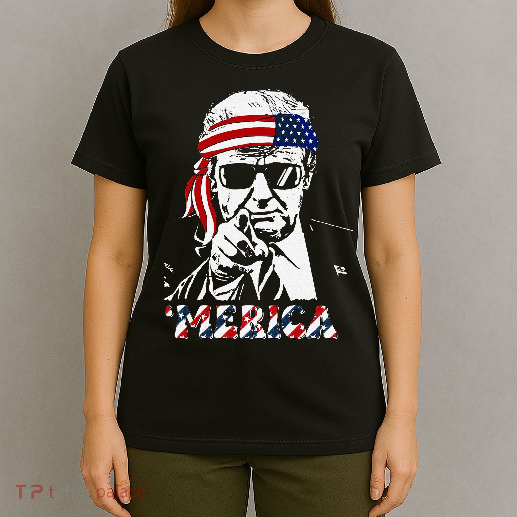 Merica Trump Happy American Flag T-Shirt