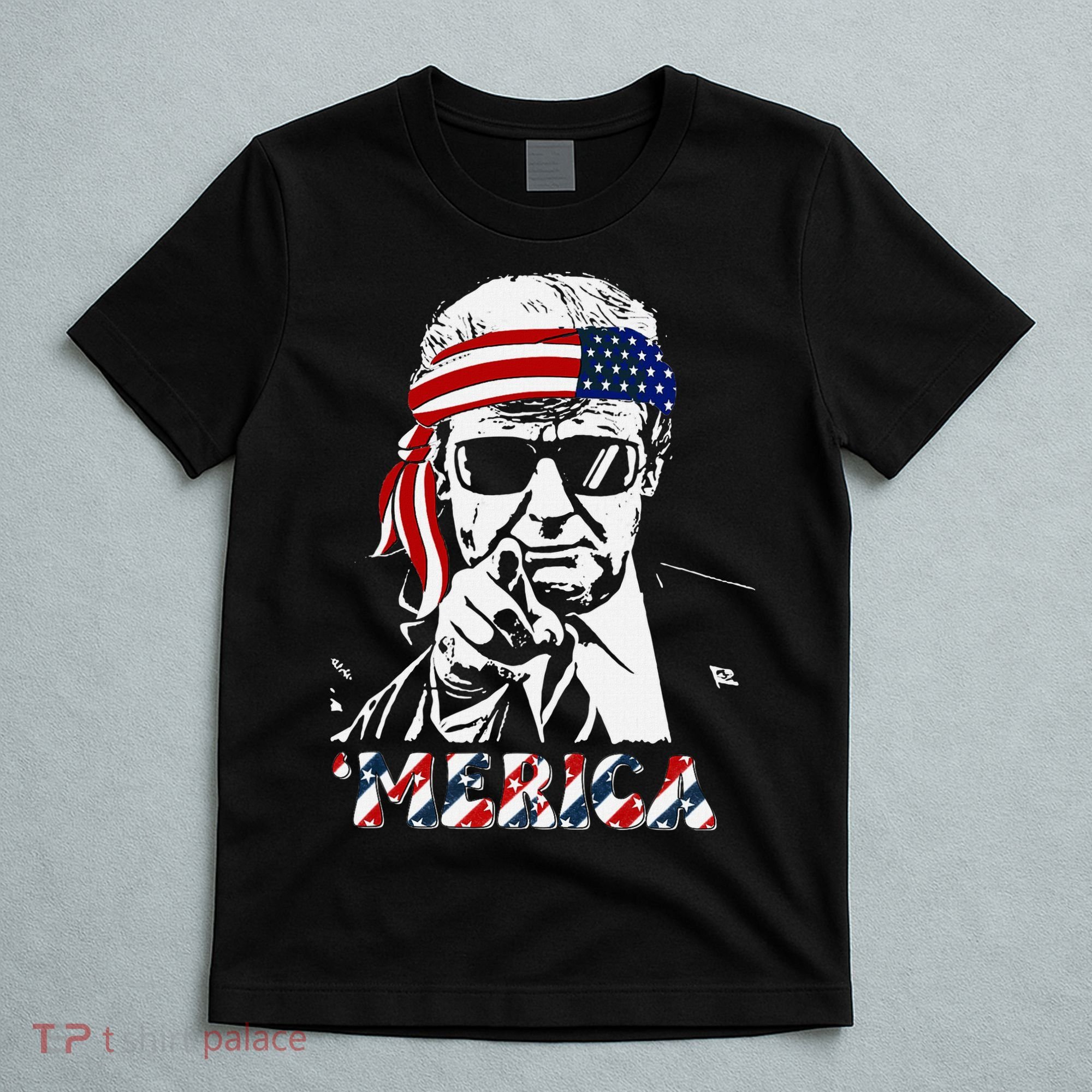 Merica Trump Happy American Flag T-Shirt