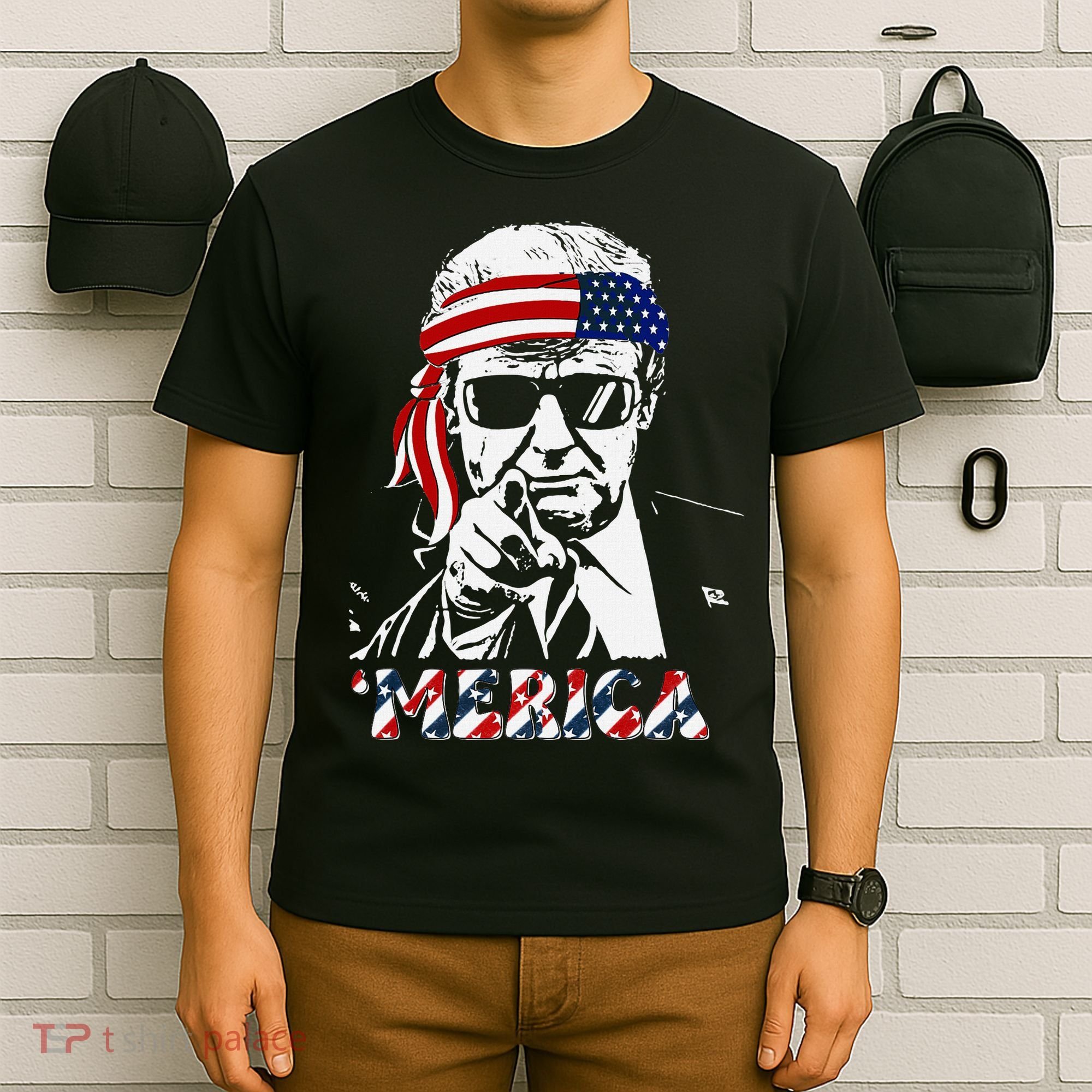 Merica Trump Happy American Flag T-Shirt