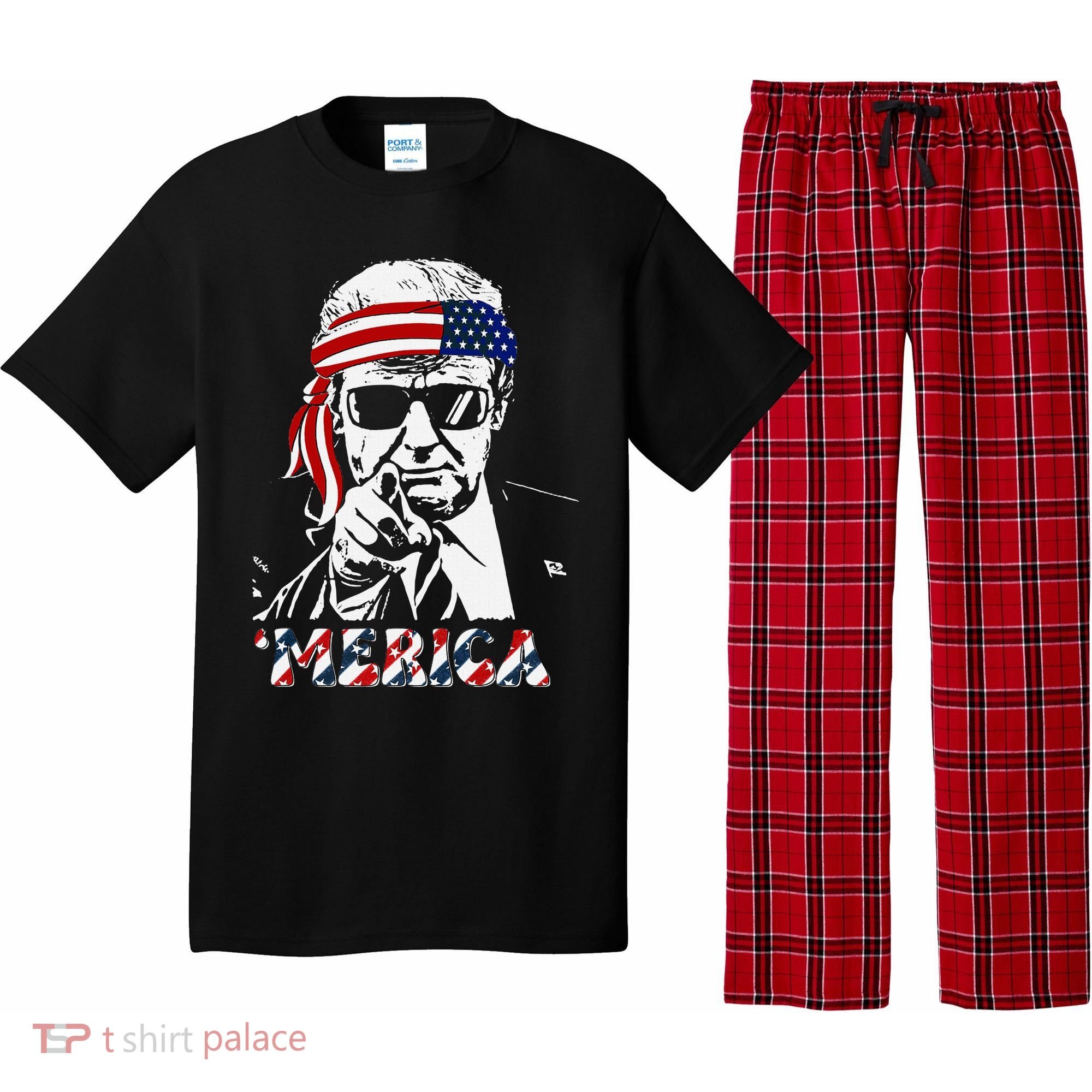 Merica Trump Happy American Flag Pajama Set