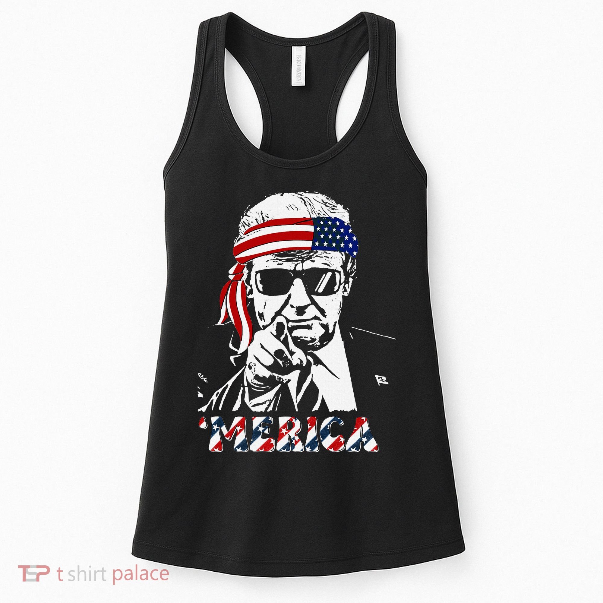 Merica Trump Happy American Flag Women's Tank Top