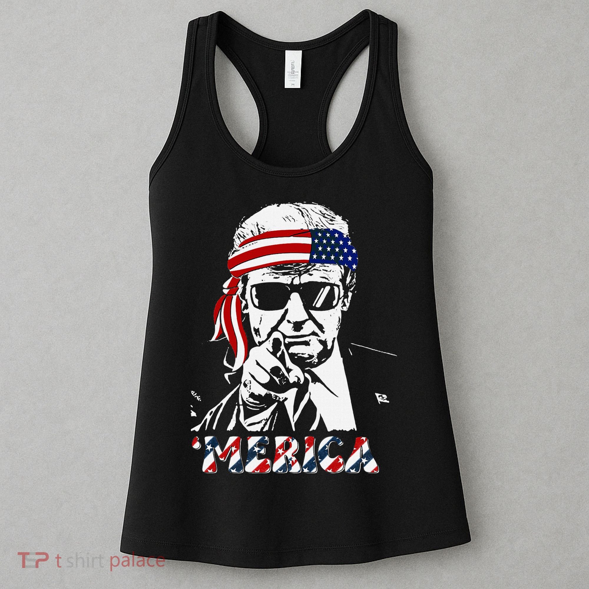 Merica Trump Happy American Flag Women's Tank Top