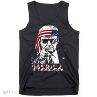 Merica Trump Happy American Flag Tank Top thumb 0