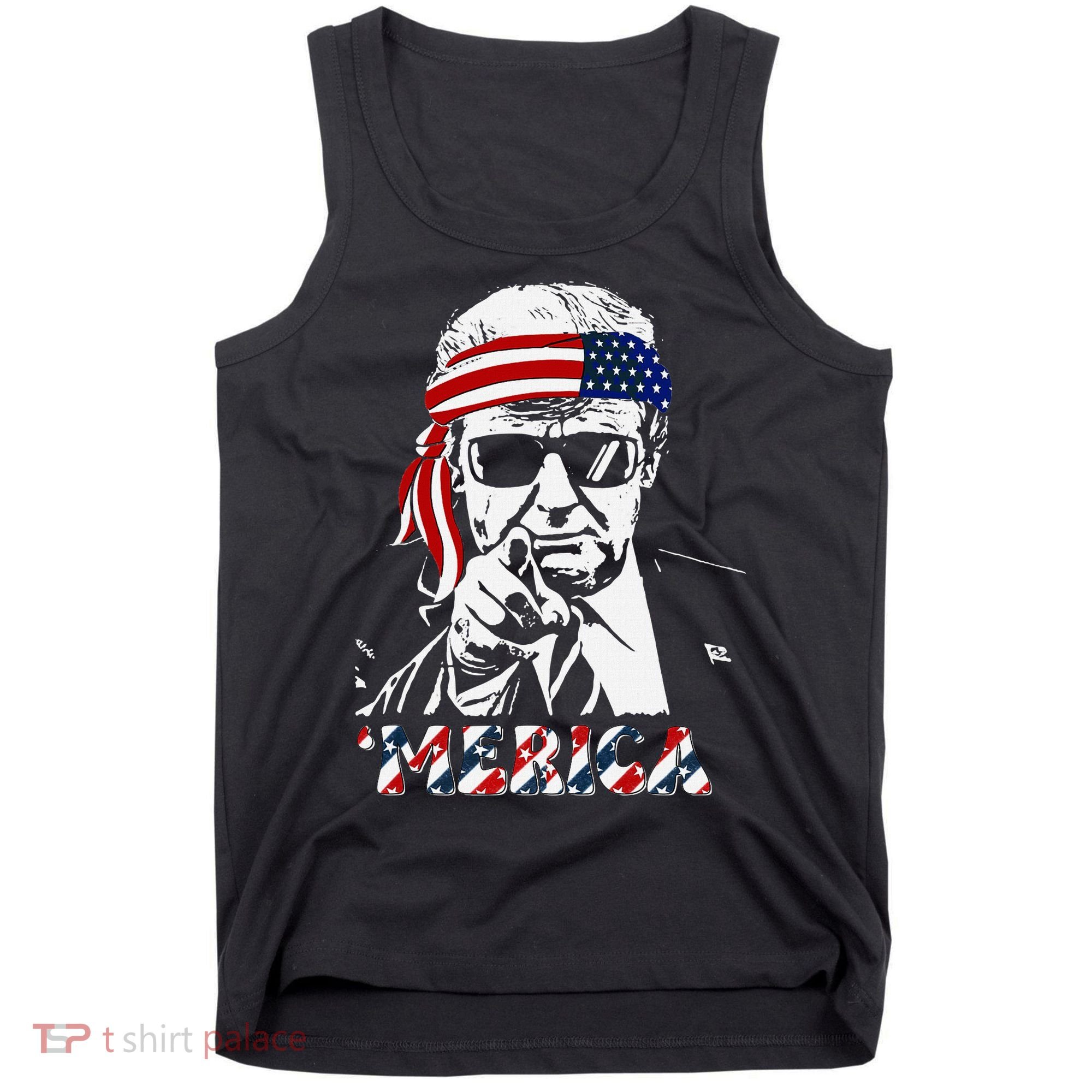 Merica Trump Happy American Flag Tank Top