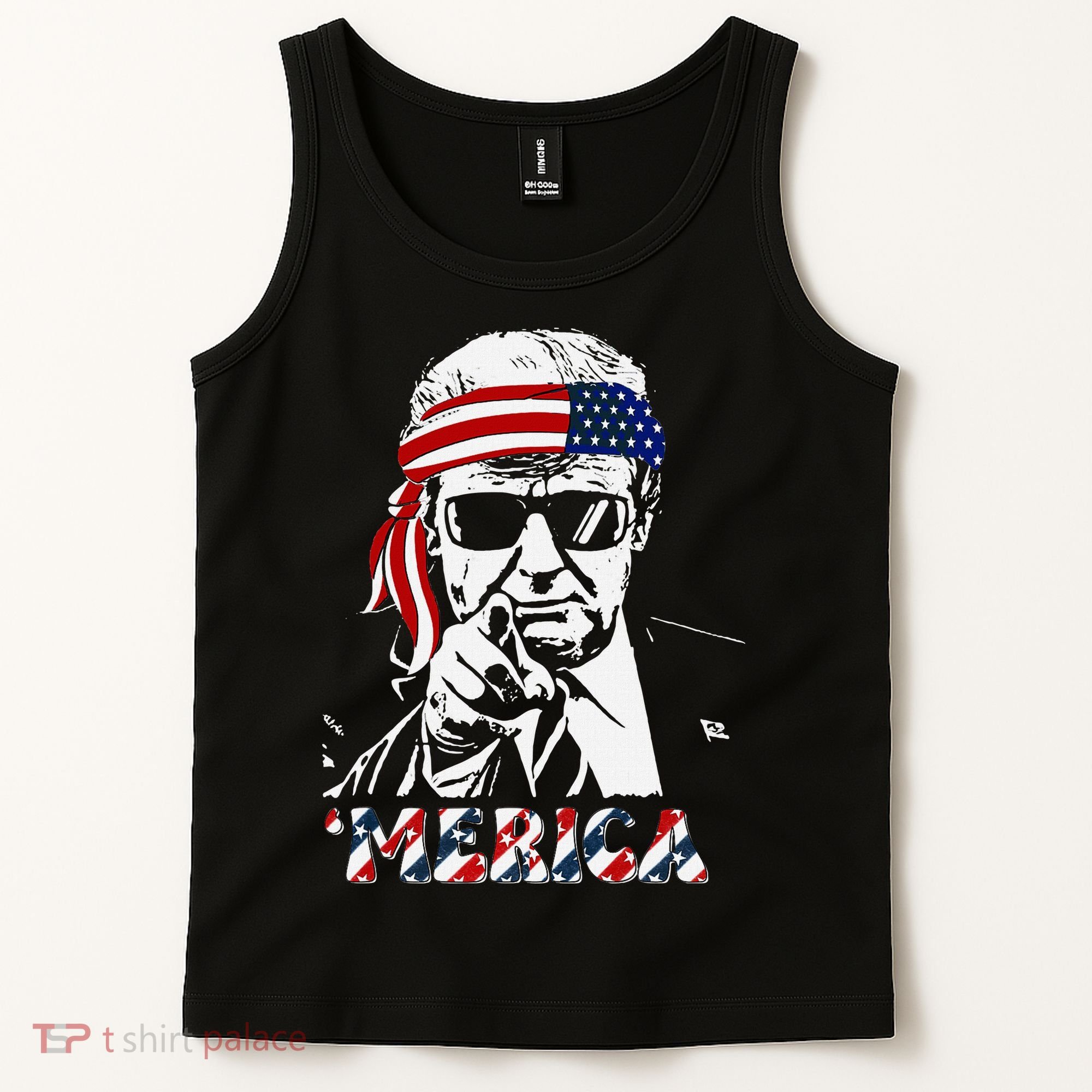 Merica Trump Happy American Flag Tank Top