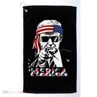 Merica Trump Happy American Flag Golf Towel thumb 0