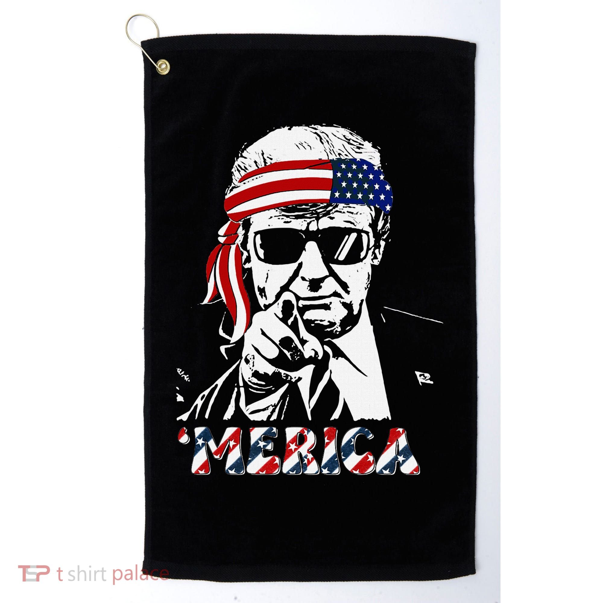 Merica Trump Happy American Flag Golf Towel