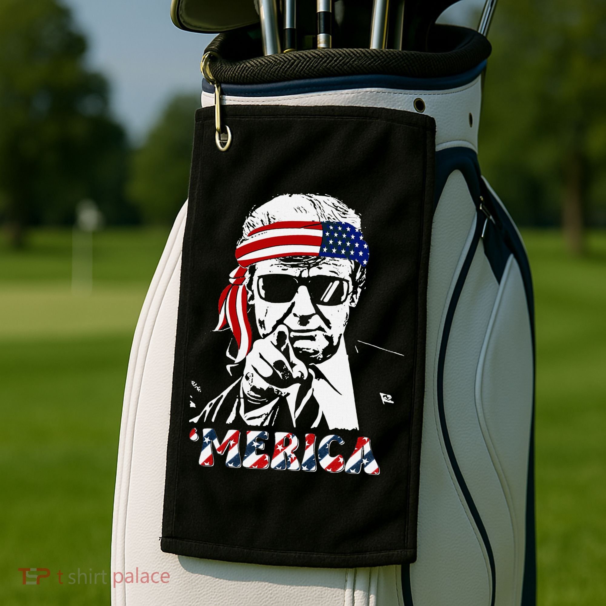 Merica Trump Happy American Flag Golf Towel