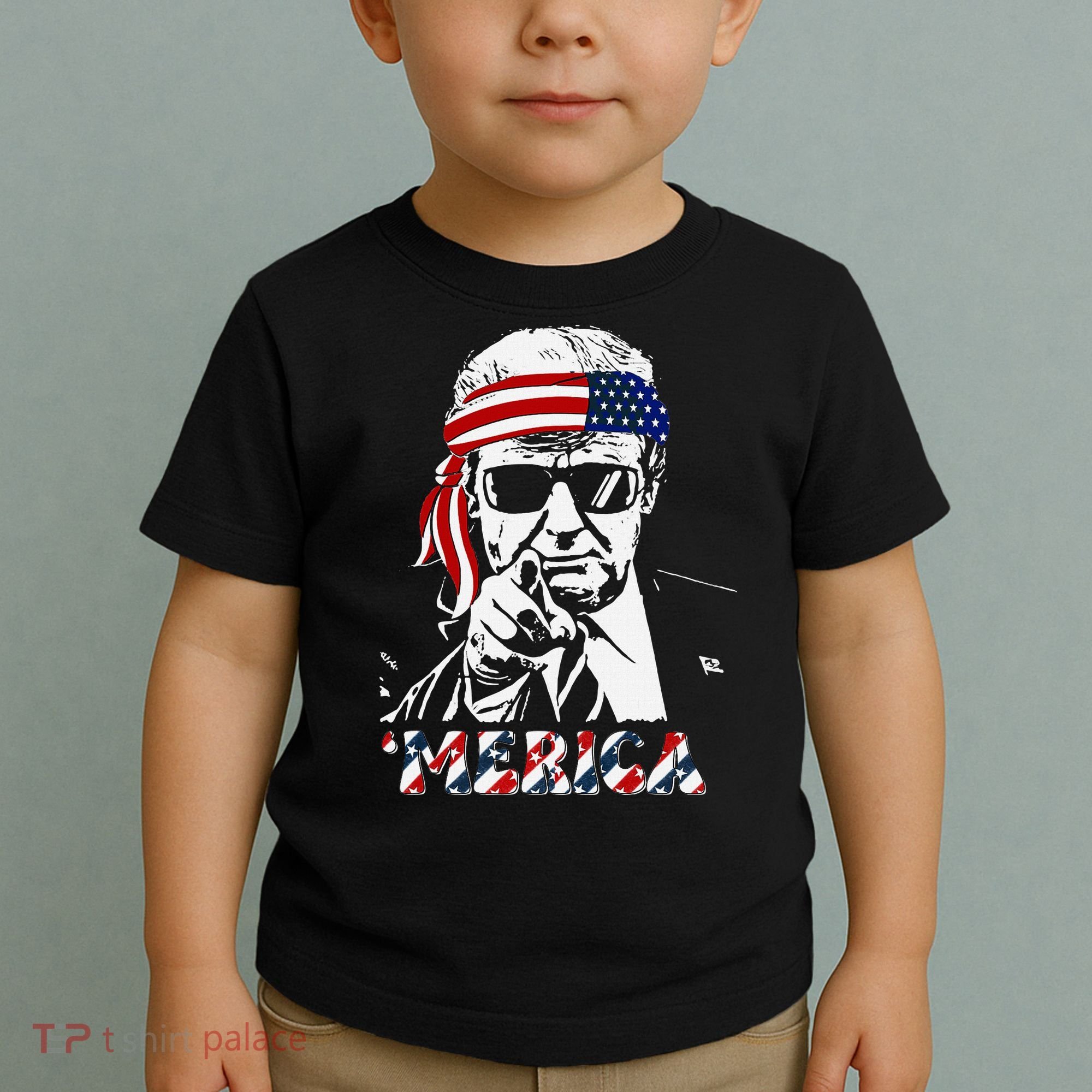 Merica Trump Happy American Flag Toddler T-Shirt