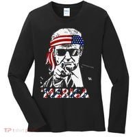 Merica Trump Happy American Flag Women's Long Sleeve Shirt thumb 0