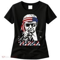 Merica Trump Happy American Flag Women's T-Shirt thumb 0