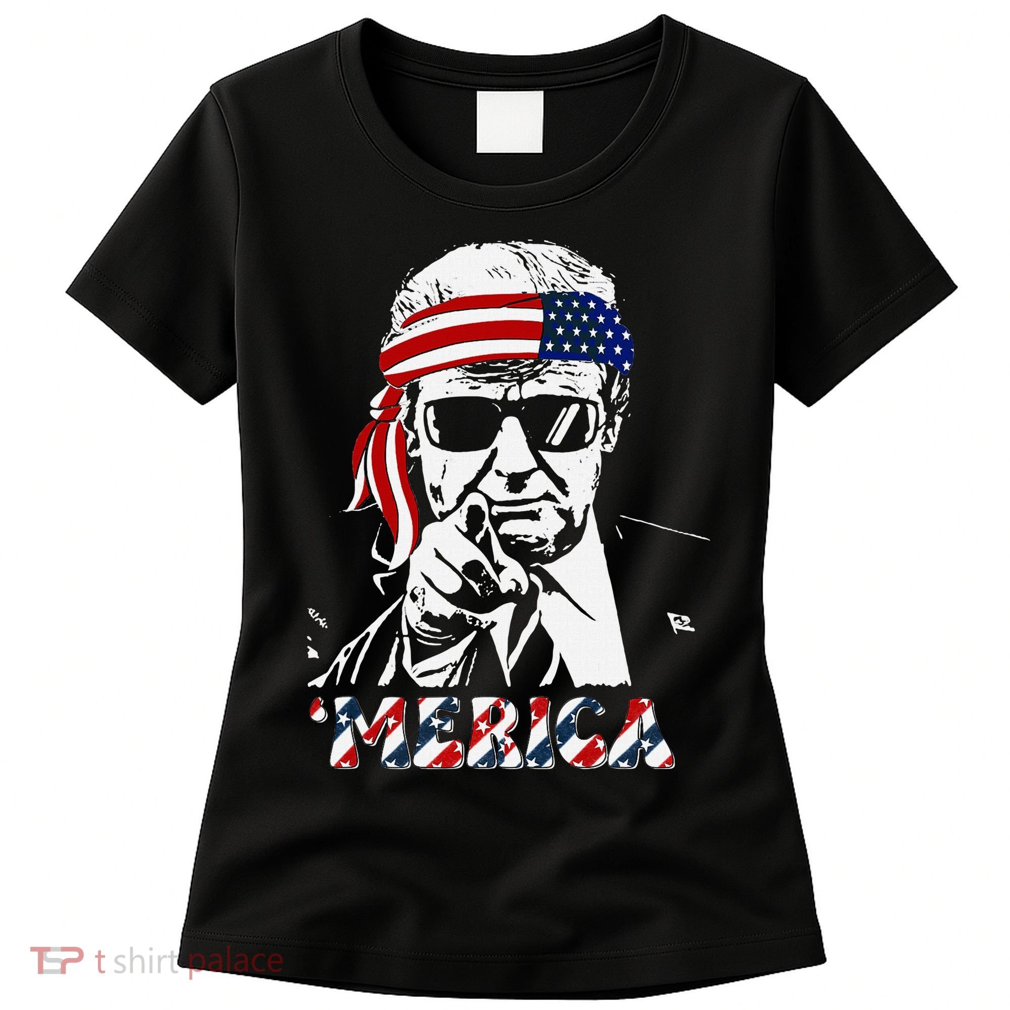 Merica Trump Happy American Flag Women's T-Shirt