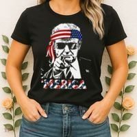 Merica Trump Happy American Flag Women's T-Shirt thumb 2