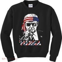 Merica Trump Happy American Flag Kids Sweatshirt thumb 0