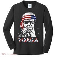 Merica Trump Happy American Flag Kids Long Sleeve Shirt thumb 0