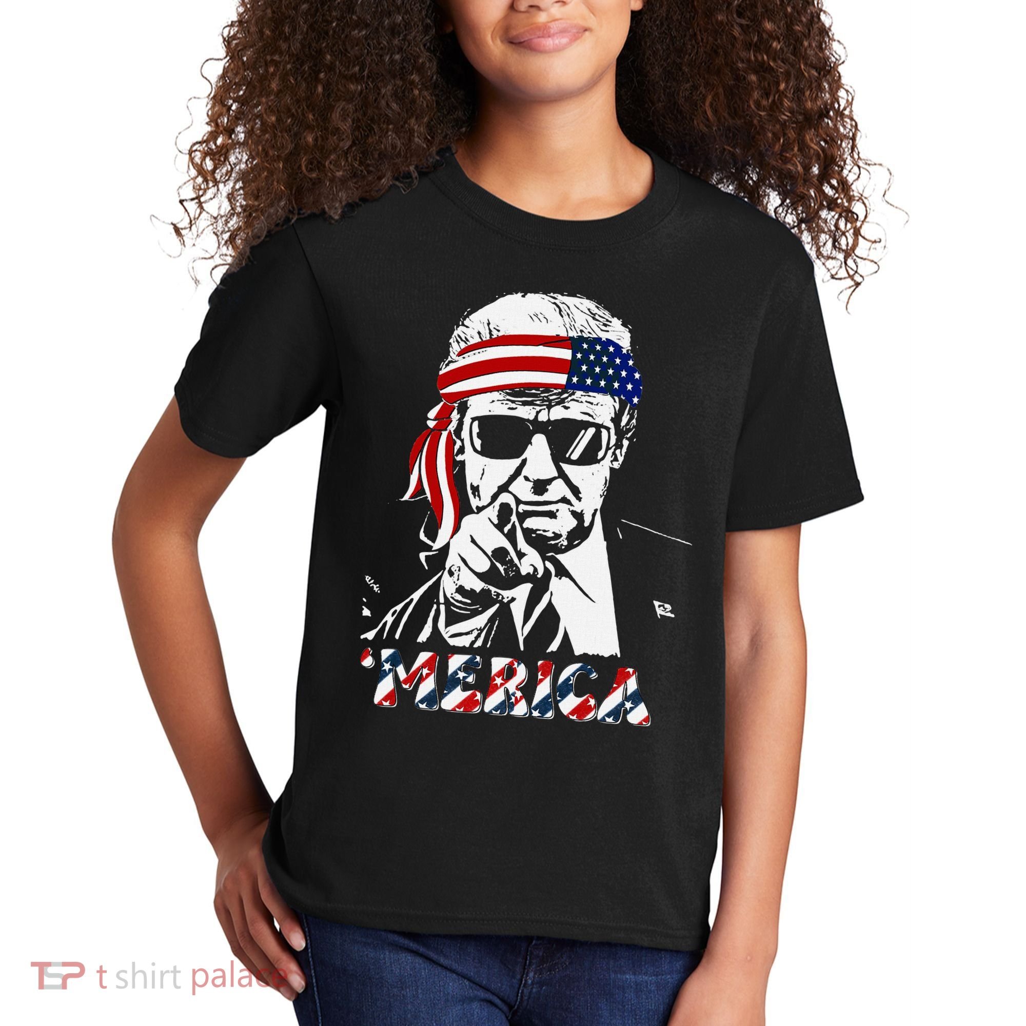 Merica Trump Happy American Flag Kids T-Shirt