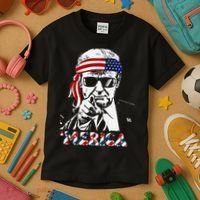 Merica Trump Happy American Flag Kids T-Shirt thumb 3