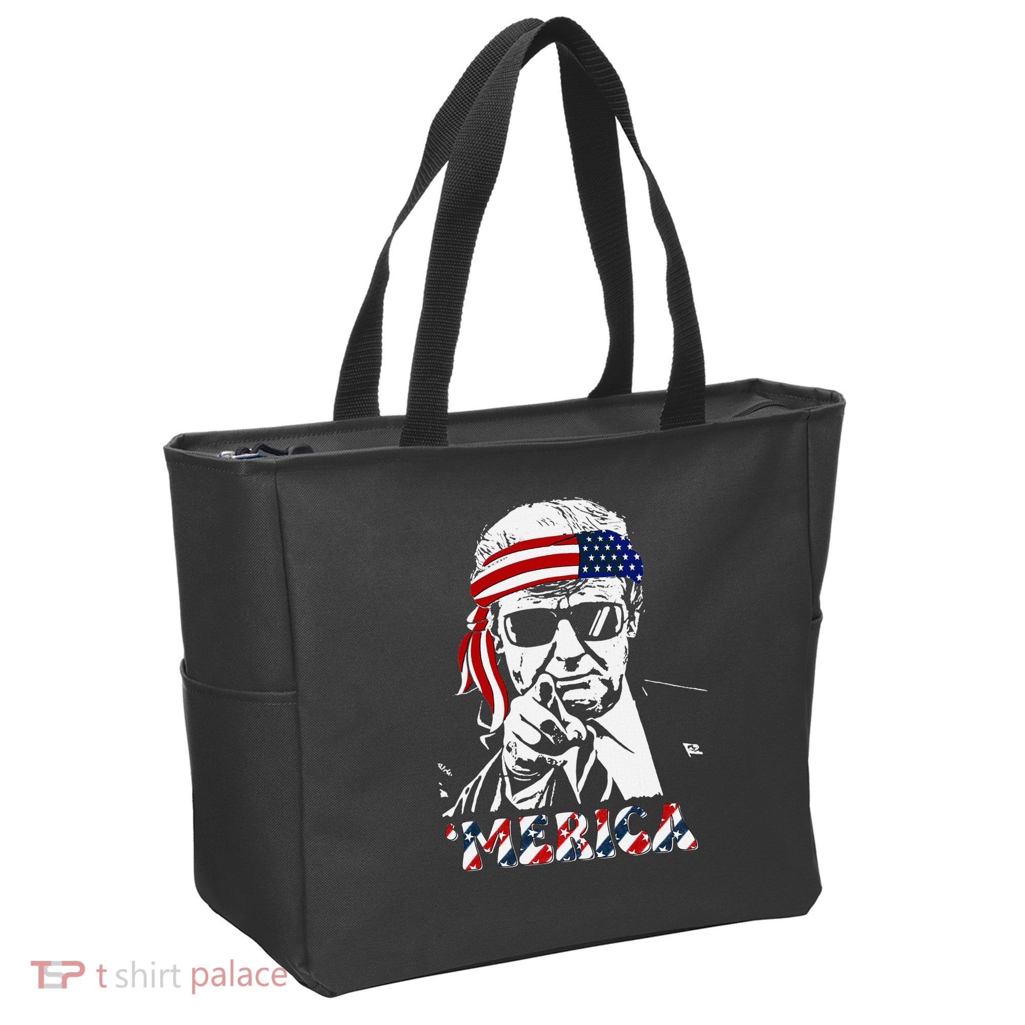 Merica Trump Happy American Flag Tote Bag