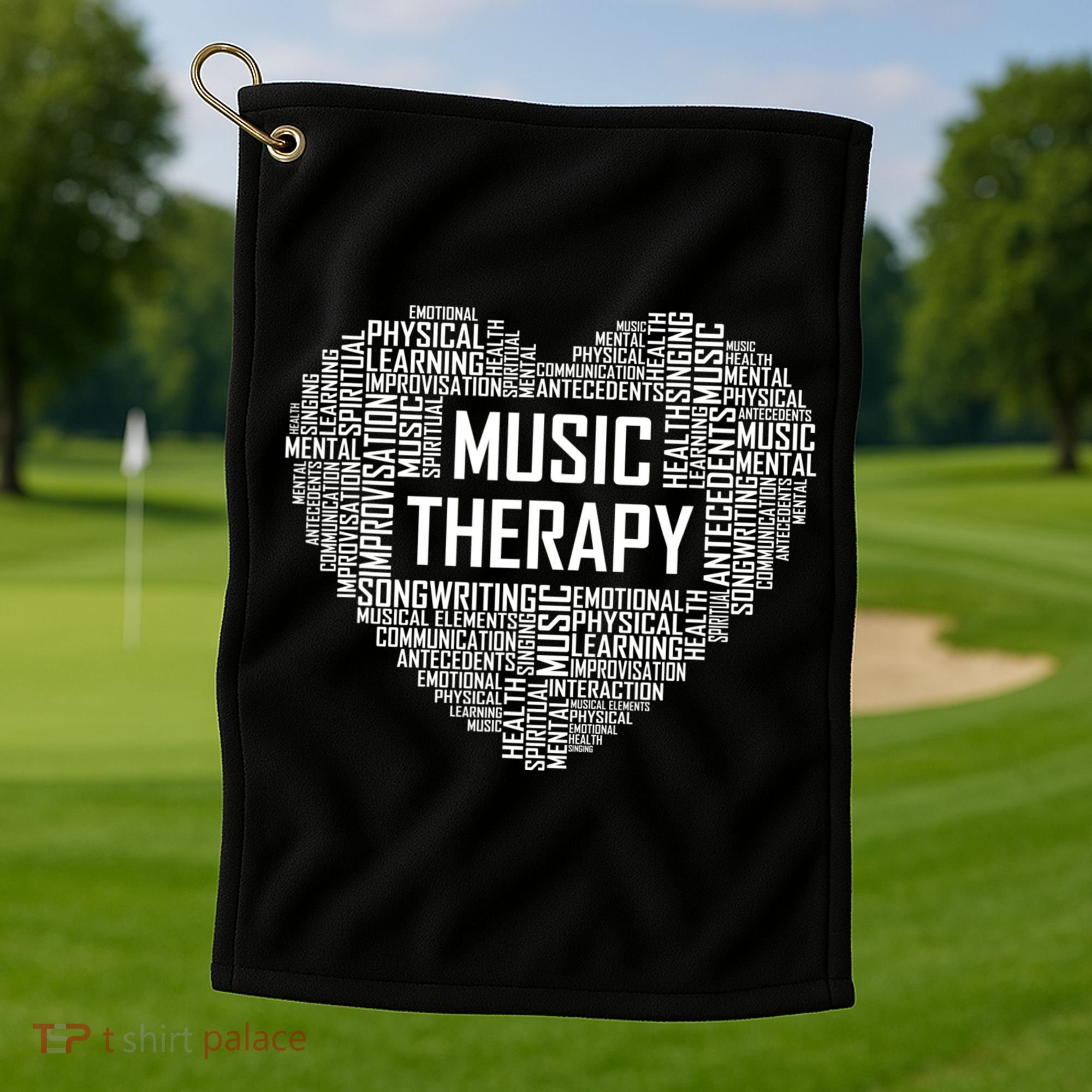 Music Therapy Heart Gift Therapist Appreciation Graduation Gift Golf Towel