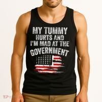 My Tummy Hurts And I'm MAD At The Government Meme Tank Top thumb 3