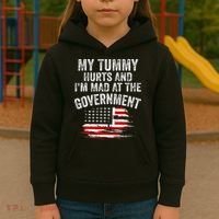 My Tummy Hurts And I'm MAD At The Government Meme Kids Hoodie thumb 3