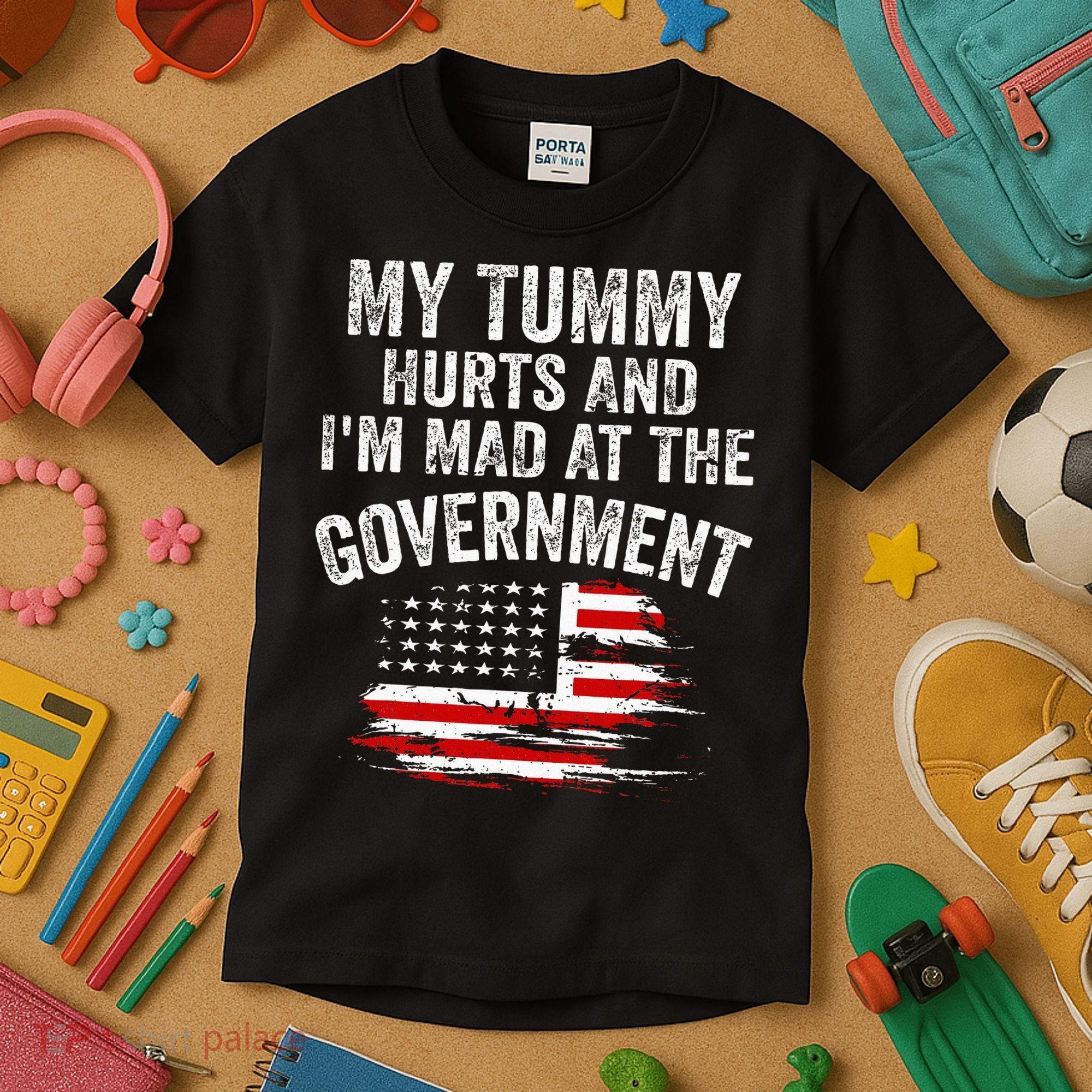 My Tummy Hurts And I'm MAD At The Government Meme Kids T-Shirt