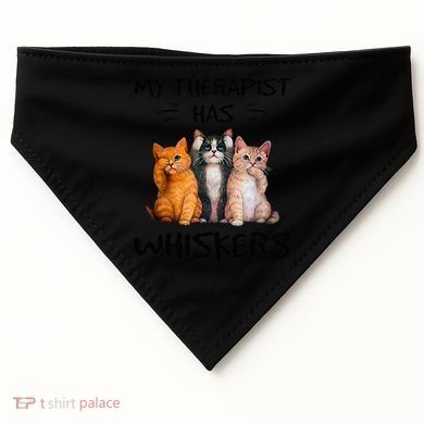 My Therapist Has Whiskers Funny Cat Lovers USA-Made Doggie Bandana