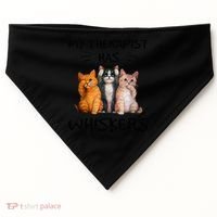 My Therapist Has Whiskers Funny Cat Lovers USA-Made Doggie Bandana thumb 0