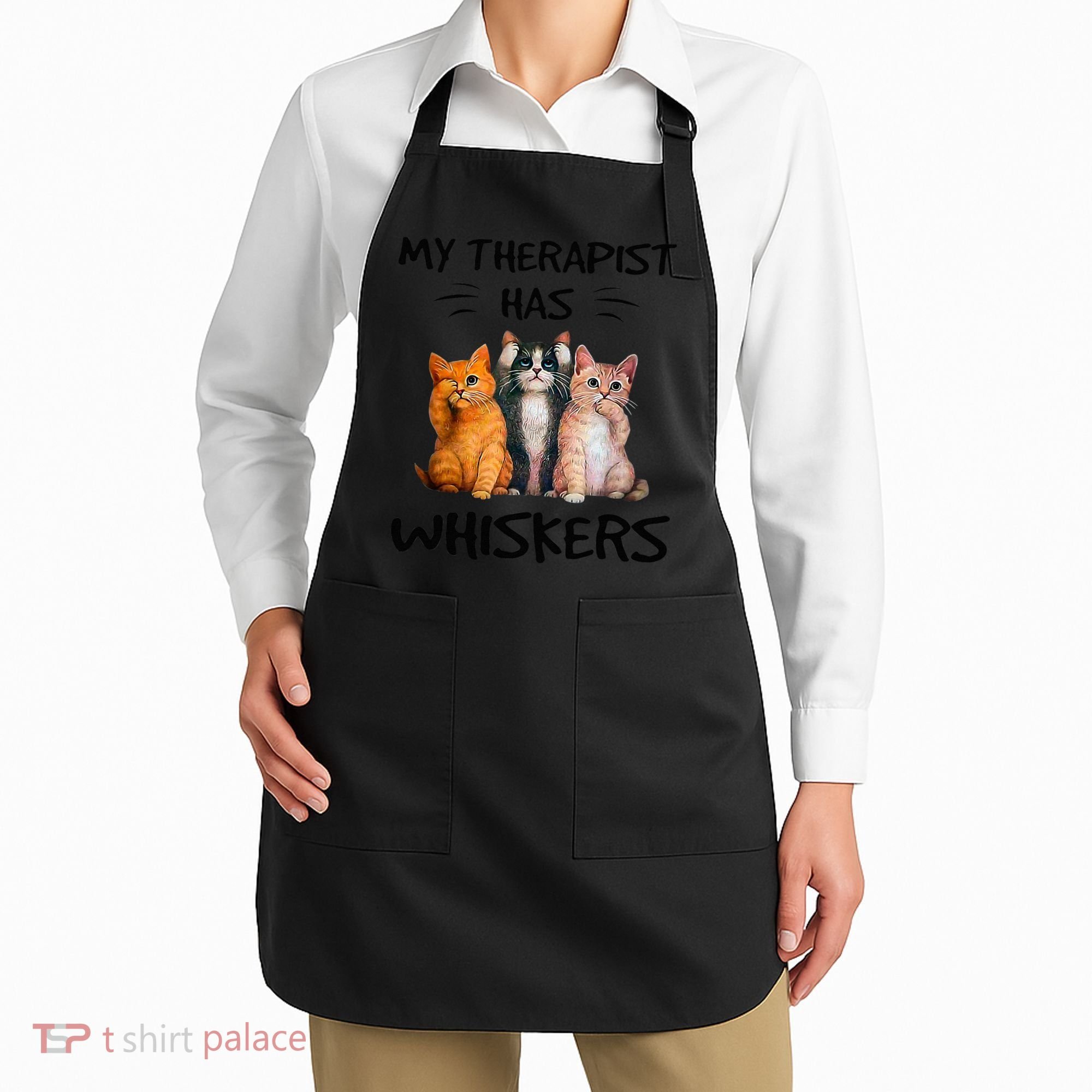 My Therapist Has Whiskers Funny Cat Lovers Apron