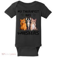 My Therapist Has Whiskers Funny Cat Lovers Baby Bodysuit thumb 0