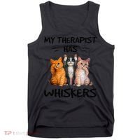 My Therapist Has Whiskers Funny Cat Lovers Tank Top thumb 0